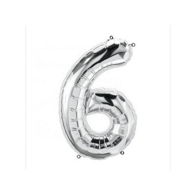 Realmax Number 6 Foil Balloon Silver (One Size) from B&Q