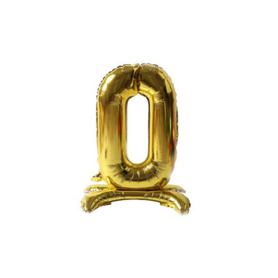 Realmax Standing Number 0 Foil Balloon Gold (One Size) from B&Q