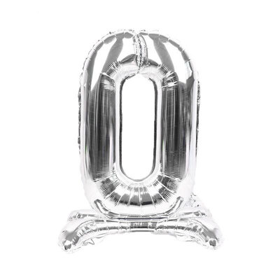 Realmax Standing Number 0 Foil Balloon Silver (One Size) from B&Q