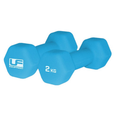 B&Q Sky Blue Urban Fitness Equipment Neoprene Hexagon Dumbell (Pack Of 2) (2Kg) Size 2