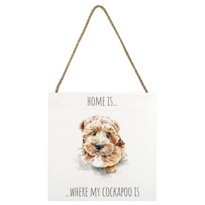 Louise Nisbet Wooden Cockapoo Plaque White/beige (One Size) from B&Q