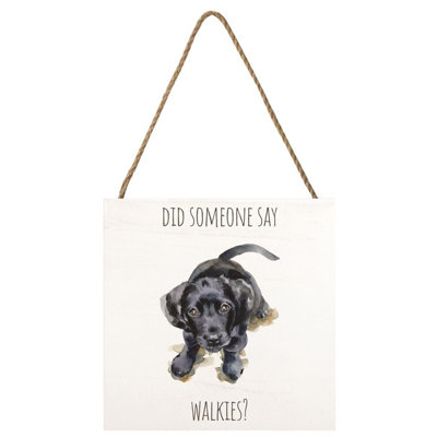 Louise Nisbet Wooden Black Labrador Plaque White/black (One Size) from B&Q