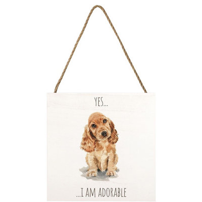  - Louise Nisbet Wooden Cocker Spaniel Plaque Golden Brown/white (One Size)