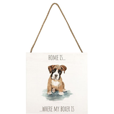 Louise Nisbet Wooden Boxer Plaque White/brown (One Size) from B&Q