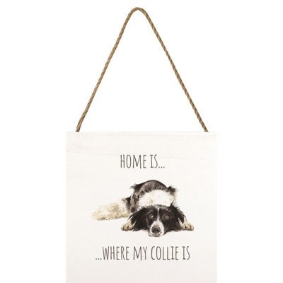 Louise Nisbet Wooden Border Collie Plaque White/black (One Size) from B&Q
