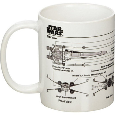 Star Wars White/Black X-Wing Fighter Sketch Mug (One ) 12Cm