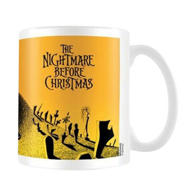 B&Q Yellow/Black Nightmare Before Christmas Graveyard Mug (One ) 12Cm