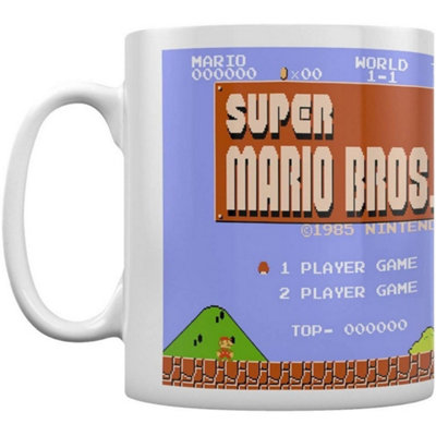 Super Mario Retro Title Mug White/blue (One Size) from B&Q