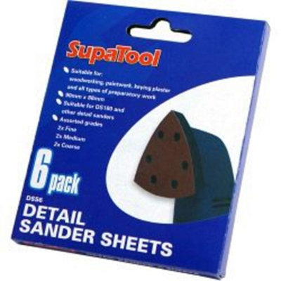 Supatool Ail Sander Sheet (Pack Of 6) Dark Brown (90mm X 88mm) from B&Q