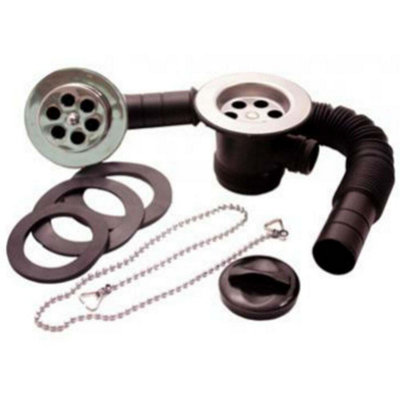 Oracstar Robimatic Waste Overflow Bath Kit Black/chrome (One Size) from B&Q