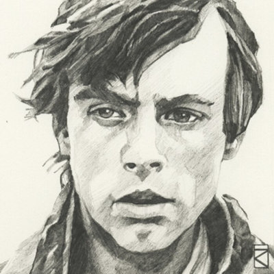Star Wars Sketch Luke Skywalker Canvas Print Off White/black (30Cm X 30Cm)