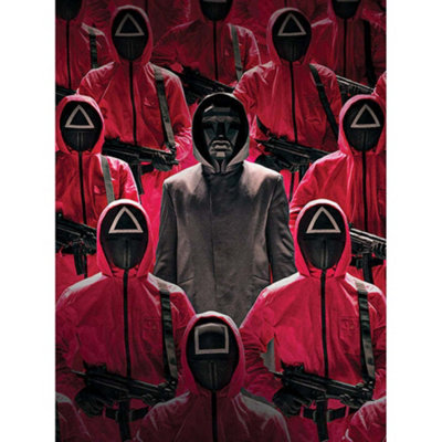 Squid Game Crowd Canvas Print Red/black (30Cm X 40Cm) from B&Q