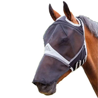 Shires Fine Mesh Ear Holes Horse Fly Mask With Nose Black (Pony) from B&Q