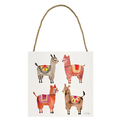 Cat Coquillette Wooden Alpaca Plaque Multicoloured (One Size) from B&Q