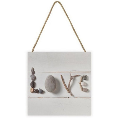 Ian Winstanley Stone Love Wooden Plaque Grey (One Size) from B&Q