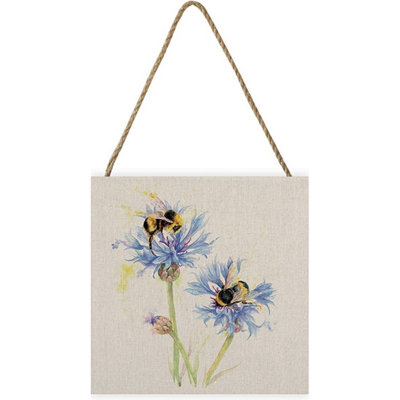 Jane Bannon Bees On Cornflowers Wooden Plaque Multicoloured (One Size) from B&Q