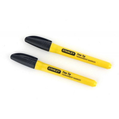 B&Q -  Permanent Marker Pen (Pack Of 2) Black/yellow (One Size)