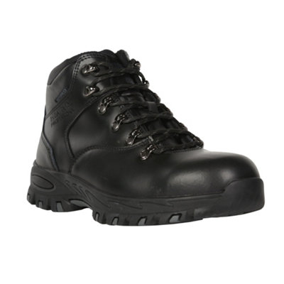 B&Q -  Mens Gritstone Leather Safety Boots Black (9 Uk)
