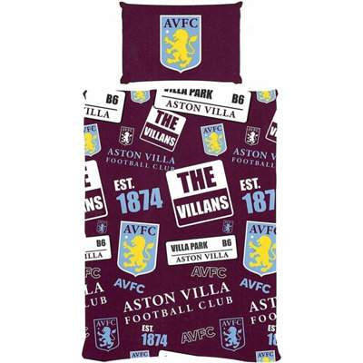  - Aston Villa Fc Patchwork Duvet Cover Set Burgundy/yellow/white (Single)