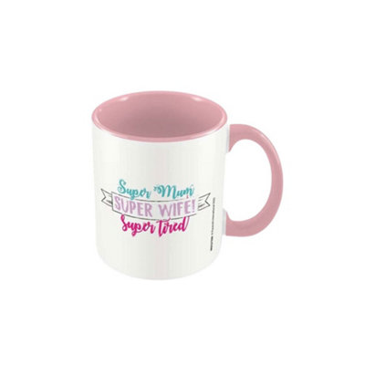  - Pyramid International Super Mum Super Wife Super Tired Contrast Mug White/pink (One Size)