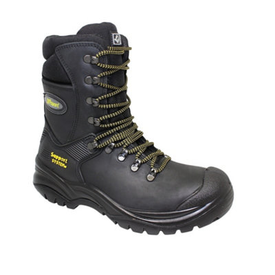 Grisport Mens Combat Waxy Leather Safety Boots Black (10.5 Uk) from B&Q