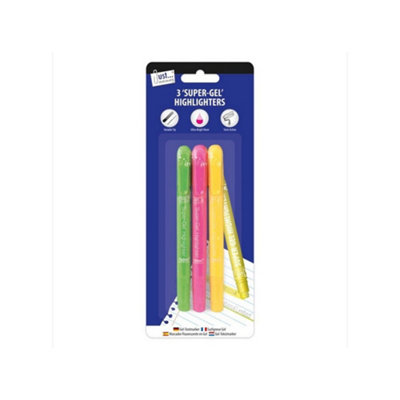 Just Stationery Neon Gel Highlighter (Pack Of 3) Green/pink/yellow (One Size) from B&Q