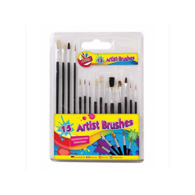 Artbox Paint Brush Set (Pack Of 15) Black/silver (One Size) from B&Q