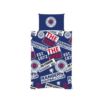 Rangers Fc Unisex Bright Blue Patches Duvet Cover Set In | Size: Single - Image 3