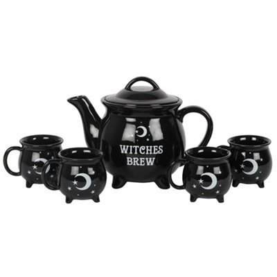 Something Different Witches Brew Ceramic Tea Set Black/white (One Size) from B&Q