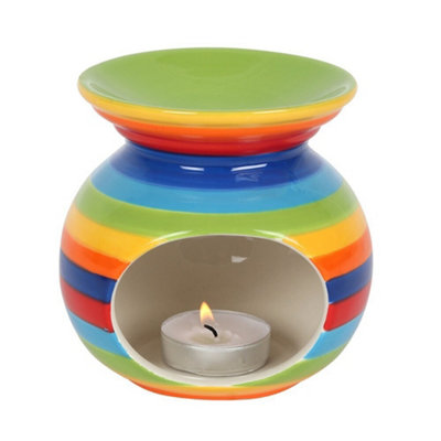 Something Different Rainbow Striped Oil Burner Multicoloured (10.5Cm X 10Cm X 10Cm) from B&Q