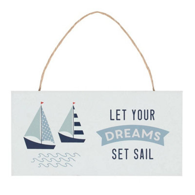 Something Different Set Sail Mdf Door Sign White/blue (10Cm X 1Cm X 20Cm) from B&Q