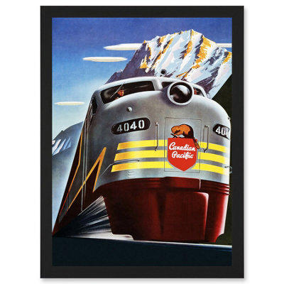 Artery8 Canadian Pacific Railways 4040 Iconic Train Vintage Yellow Canada Wall Art PrintA4 Size from B&Q