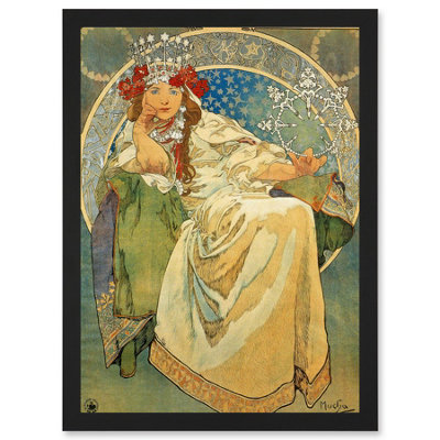 Artery8 Alphonse Mucha Princess Hyacinth 1911 Art Nouveau Vintage Painting Wall Art PrintA4 Size from B&Q