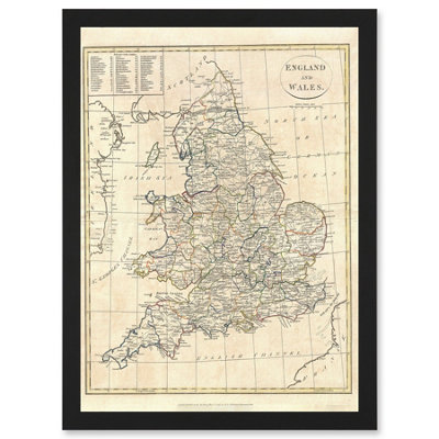 Artery8 1799 Clement Cruttwell Map England Historic Iconic Wall Art PrintA4 Size from B&Q