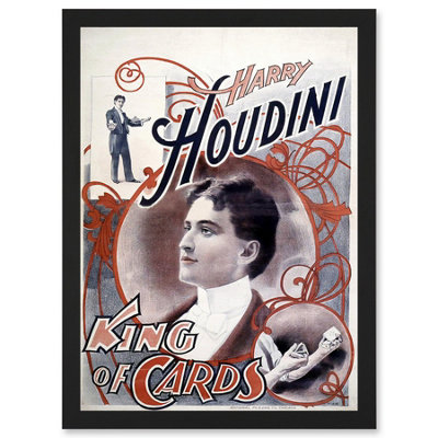 B&Q -  Harry Houdini The Magician King Of Cards Escapologist Wall Art PrintA4 Size