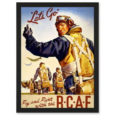 B&Q -  World War Ww2 Canada Rcaf Fly Fight Pilot Air Force Vintage Wall Art PrintA4 Size