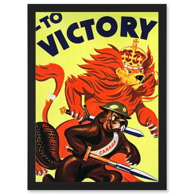 Artery8 World War Ww2 Military Canada Victory Red Lion Beaver Cigar Wall Art PrintA4 Size from B&Q