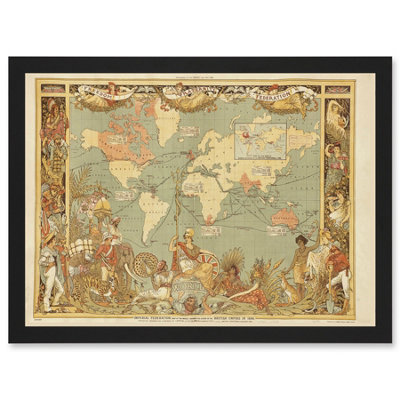 Artery8 Maps British Empire 1886 Imperial Illustrated People World Wall Art PrintA4 Size from B&Q