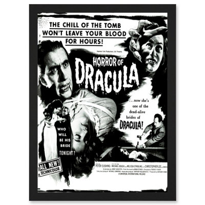 Artery8 Vintage Movie Film Horror Dracula Cushing Vampire Usa Wall Art PrintA4 Size from B&Q