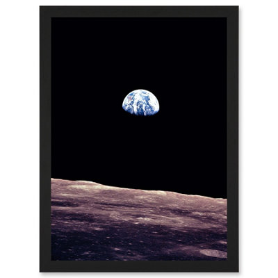 Artery8 Space Photo Planet Earth From Moon Surface Landscape Usa Wall Art Print - A4 Size