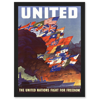 Artery8 Ww2 World War Allies United Nations Fight Freedom Vintage Wall Art PrintA4 Size from B&Q