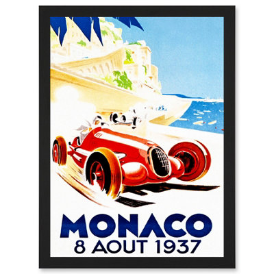 Artery8 Advert Racing Car Monaco 1937 Grand Prix Wall Art PrintA4 Size from B&Q