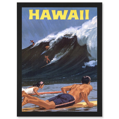Artery8 Travel Tourism Hawaii Usa Surf Ocean Wave Wall Art PrintA4 Size from B&Q