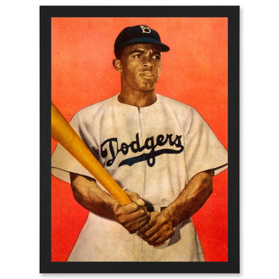 Artery8 Portrait Jackie Robinson Baseball Brooklyn Dodgers Wall Art PrintA4 Size from B&Q