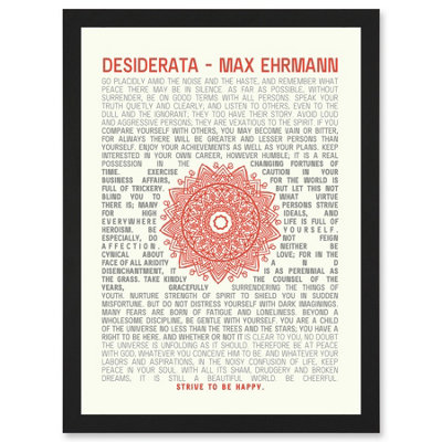 Artery8 Desiderata Mandala Max Ehrmann Typography Inspiration Wall Art PrintA4 Size from B&Q