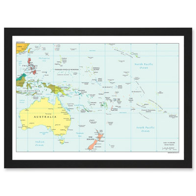 Artery8 Map Of Oceania Australia New Zealand Melanesia Micronesia Polynesia Wall Art PrintA4 Size from B&Q