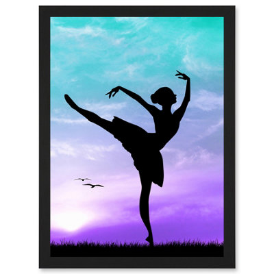 B&Q -  Photo Mock Up Silhouette Sunset Ballet Dancer Wall Art PrintA4 Size