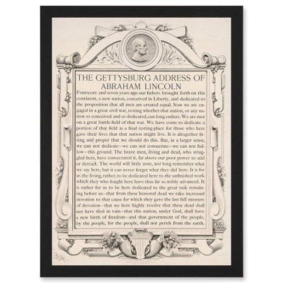 Artery8 Gettysburg Address Abraham Lincoln Usa President Wall Art PrintA4 Size from B&Q