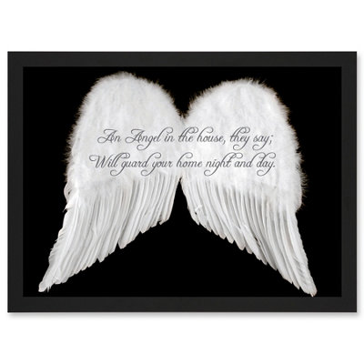 Artery8 An Angel The House Guard Home Wings Quote Motivation Typography Wall Art PrintA4 Size