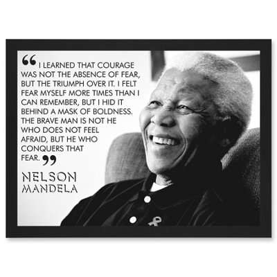 Artery8 Nelson Mandela Quote I Learned That Courage Typography Wall Art PrintA4 Size from B&Q